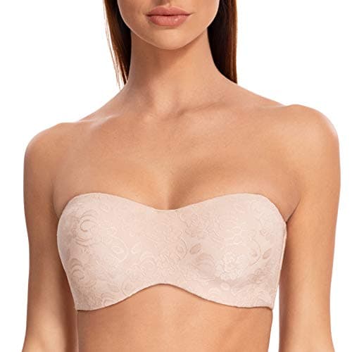 MELENECA Women's Underwire Strapless Bra for Large Bust Minimizer