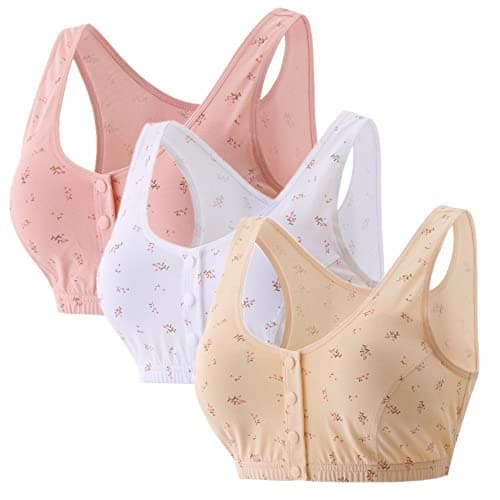 MIXZONES 3-Pack Floral Wirefree Bra for Mom and Grandma