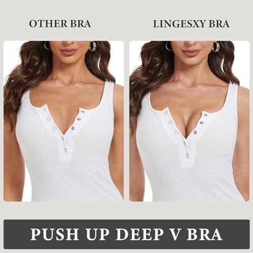 Lingesxy Seamless Push Up Plunge Bra with Underwire & Padded Cups