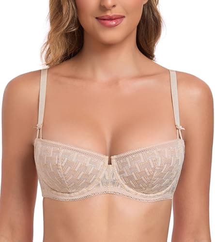 Lemorosy Women's Demi Balconette Push Up Bralette