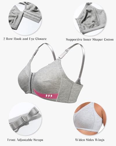 HACI Women's Wirefree Cotton Bralette with Front Closure
