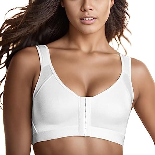 Plus Size Women's Front Closure Wireless Posture Support Bra Hides Fat