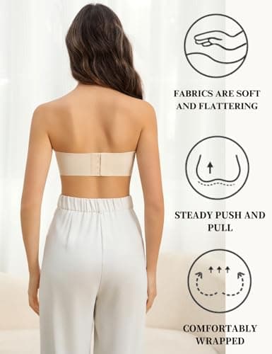 Lajarin Wireless Strapless Bra for Women, Padded & Non-SlipTube Top Bandeau