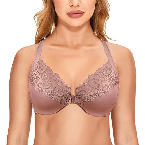 Delimira Women's Plus Size Full Coverage Lace Underwire Racerback Bra