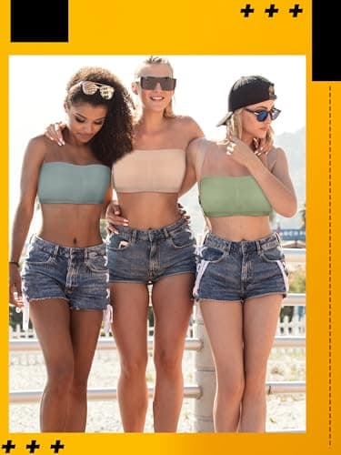 Geyoga 6 Pc Women's Bandeau Bralette Non-Padded Stretch Crop Top