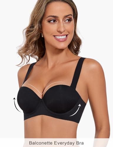 Rasback Push Up Padded Balconette Bras for Women Smoothing 1 Cup Size Add-On