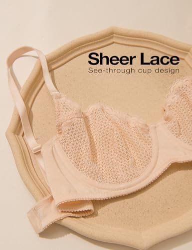 Wingslove Women's Sexy Lace Balconette Braslette Unlined Underwire Support