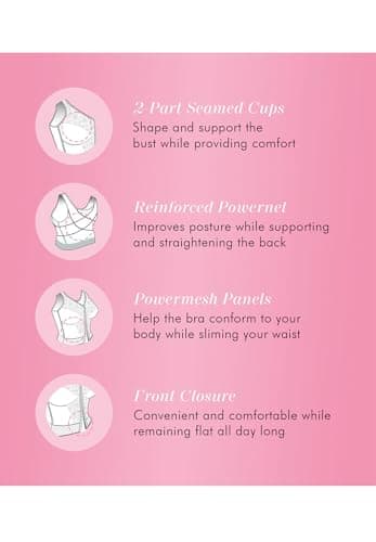 Slimming Wireless Back Support Longline Bra with Lace & Front Closure Form 5107565