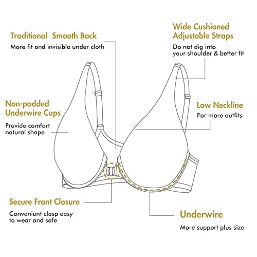 DELIMIRA Plus Size Plunge Underwire Front Closure Seamless Bra
