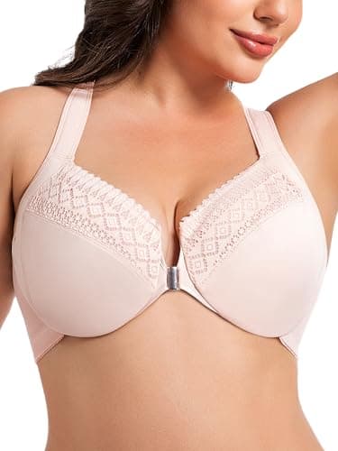 AILIVIN Women's Plus Size Front Closure Racerback Unlined Underwire Bras