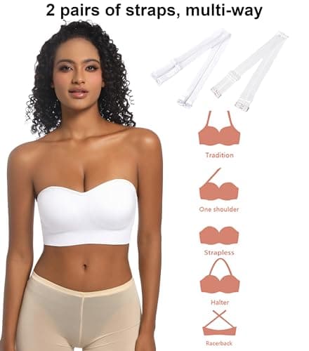 PRETTYWELL Padded Bandeau Bra for Women Non-Slip Wireless Comfort