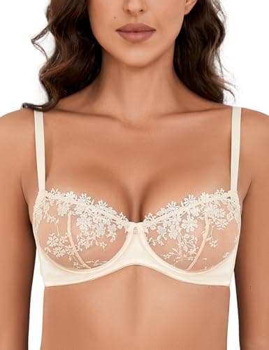 Wingslove Demi Mesh See-Through Bralette with Embroidery
