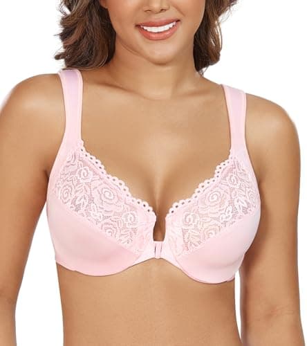 DotVol Women's Plus Size Front Closure U-Back Underwire Bra