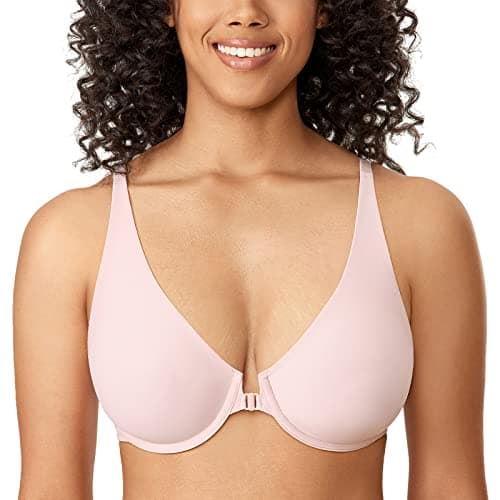 DELIMIRA Plus Size Plunge Underwire Front Closure Seamless Bra