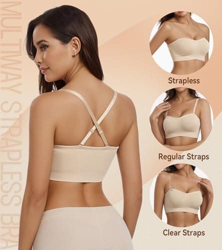 DotVol Women's Wireless Non-Slip Silicone Strapless Bralette
