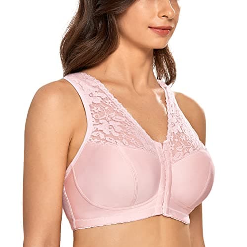 Delimira Plus Size Front Closure Racerback Lace Bra