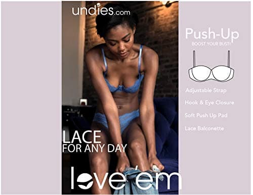 Undies.com Women's Geometric Lace Balconette Push Up Bra