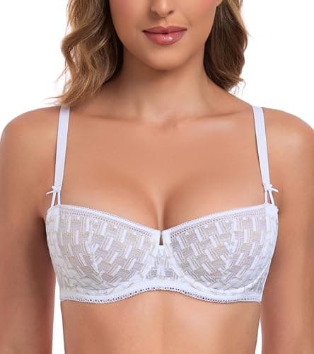 Lemorosy Women's Demi Balconette Push Up Bralette