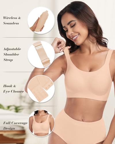 WOWENY Wireless Minimizer Bras for Women: Comfortable Full Coverage Padded Bralettes