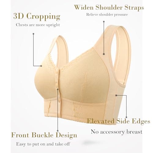 FHTECO Thin Cup Wireless Bras for Older Women