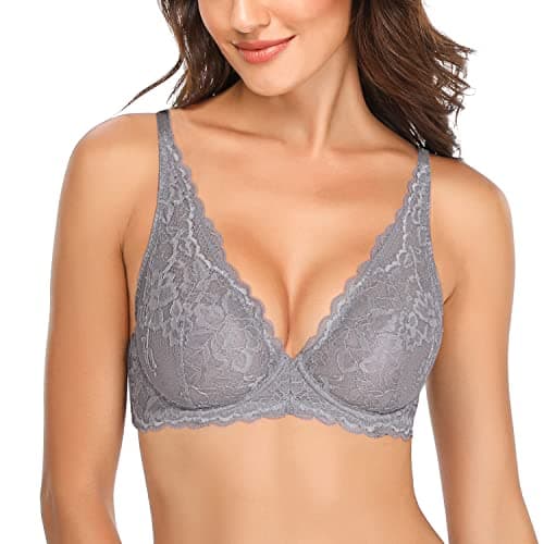 Wingslove Deep V Lace Bralette for Women Underwire