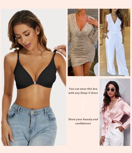 SEXYEYE Push Up Bra for Women: Comfortable No Underwire V-Neck Bralette