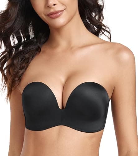 Lemorosy Women's Wireless Plunge Padded Non-Slip Invisible Strapless Bra