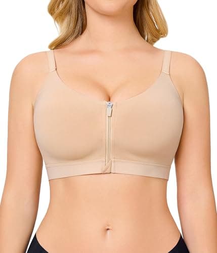 CYDREAM Women's Zip Front Wireless Comfort Bralette with Back Smoothing