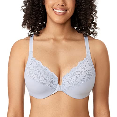 Delimira Women's Plus Size Full Coverage Lace Underwire Racerback Bra