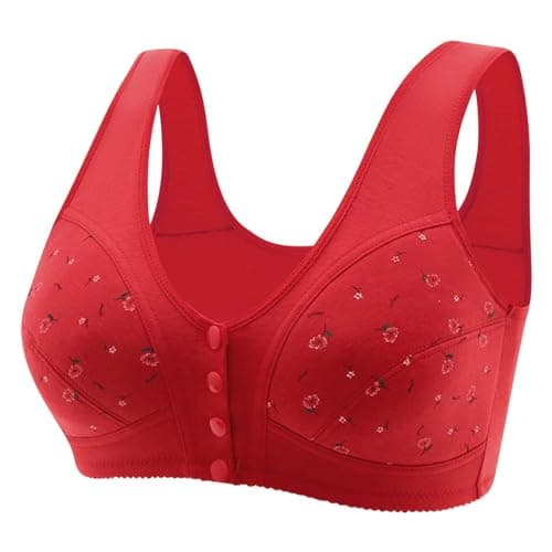 LIKEOULI Breathable Daisy Push Up Bra for Older Women with Snaps