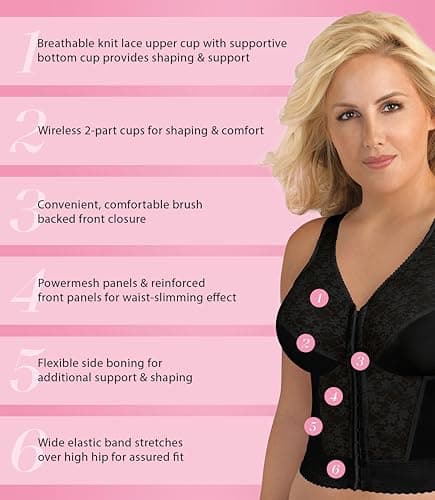 Slimming Wireless Back Support Longline Bra with Lace & Front Closure Form 5107565