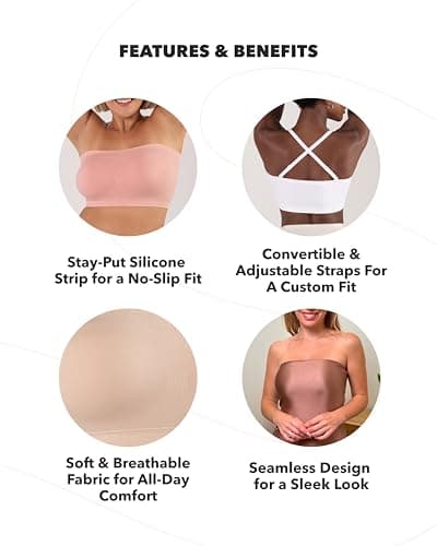 Shapermint Plus Size Strapless Bra - Free Clear Straps Bandeau Top