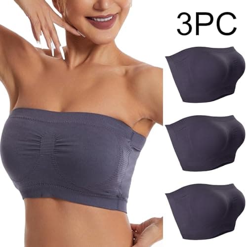 3 Pack Stretch Tube Top Bralette for Women Non Padded Non Slip Seamless