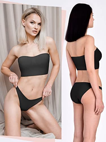 Geyoga 4 Pack Women's Non-Slip Padded Tube Top Bralette
