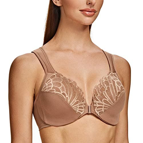 MELENECA Women's Plus Size Front Closure Underwire Bra