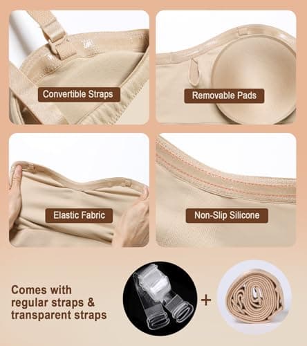 DotVol Women's Wireless Non-Slip Silicone Strapless Bralette