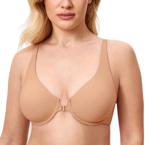 DELIMIRA Plus Size Plunge Underwire Front Closure Seamless Bra