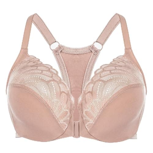 Meleneca Women's Plus Size Front Closure Lace Underwire Bra