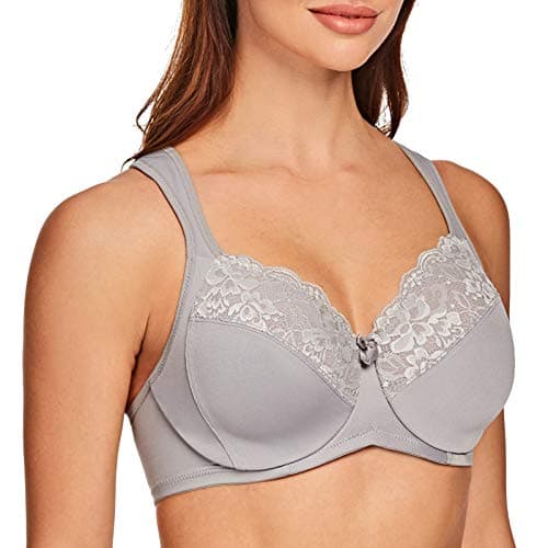 MELENECA Women's Full Coverage Plus Size Underwire Bra with Lace Straps
