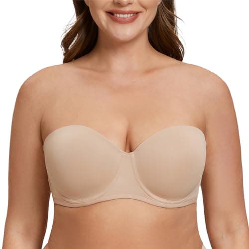 MELENECA Plus Size Strapless Bra with Underwire for Large Bust Back Smoothing