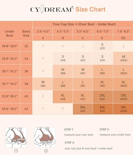 CYDREAM Women's Zip Front Wireless Comfort Bralette with Back Smoothing