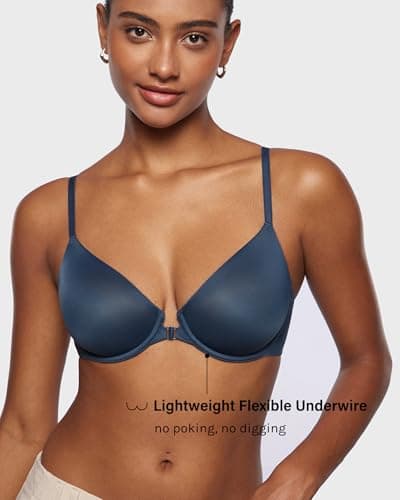 INLYRIC Women's Mesh Front Closure Demi Bras - Plunge Support & Comfort