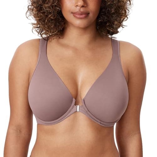 Delimira Women's Posture Plus Size Underwire Plunge Bra Back Support B-H