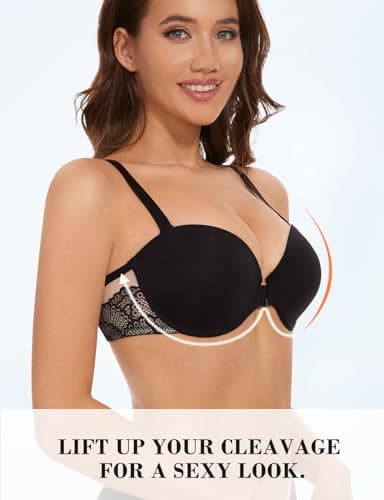 Upushall Front Closure Push Up Lace Racerback Bra for Women