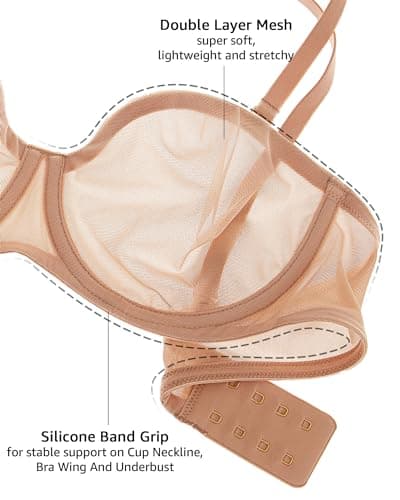 INLYRIC Plus Size Demi Mesh Underwire Bra