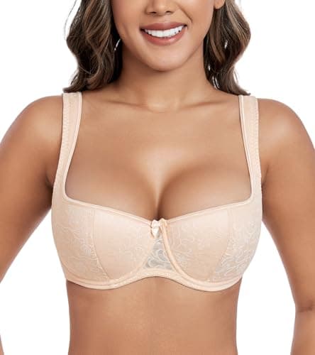 DotVol Plus Size Wide Straps Lace Balconette Underwire Bra