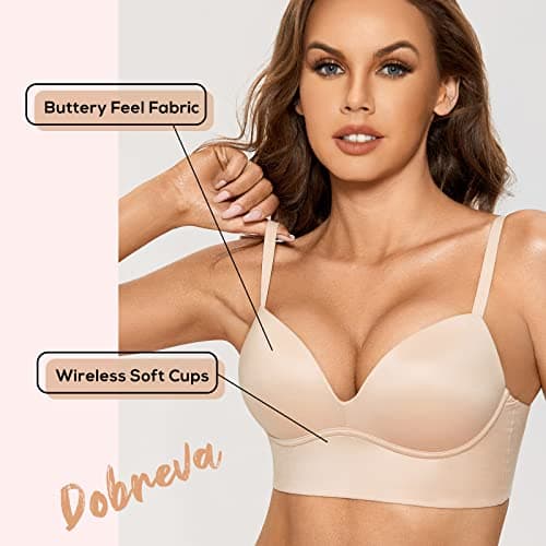 DOBREVA Women'sPush Up T-Shirt Bra No Underwire Plunge