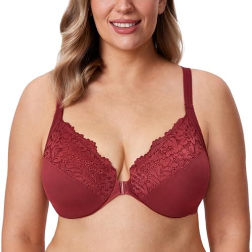 Delimira Women's Plus Size Full Coverage Lace Underwire Racerback Bra