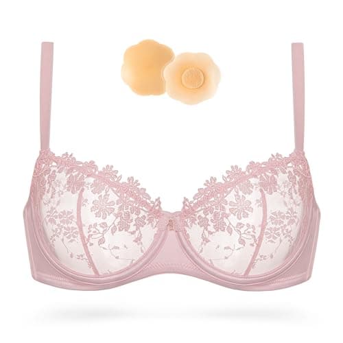 Wingslove Demi Mesh See-Through Bralette with Embroidery