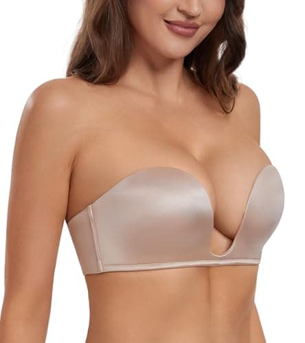 HACI Push Up Demi Bra - Seamless Underwire, Deep Plungeections